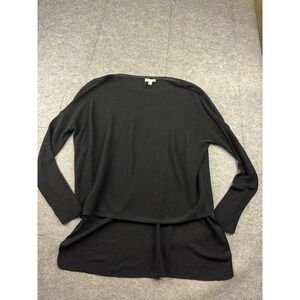 Eileen Fisher Sweater Womens XS Black Linen Blend Vacation Tunic Knit Beach